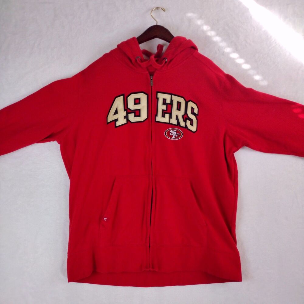 Antigua San Francisco 49ers Mens XXL Full Zip Hoodie Red Fleece Sweatshirt NFL